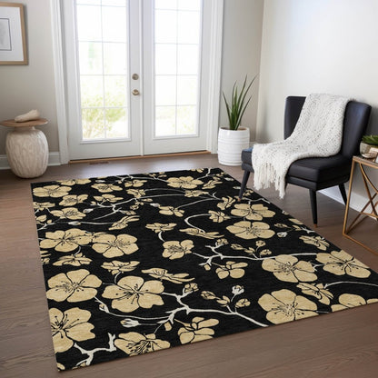 LOOMLAN Rugs Inoa Black Washable Indoor-Outdoor Rug