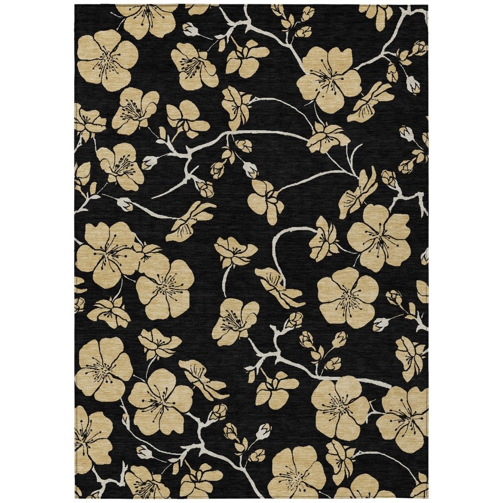 LOOMLAN Rugs Inoa Black Washable Indoor-Outdoor Rug