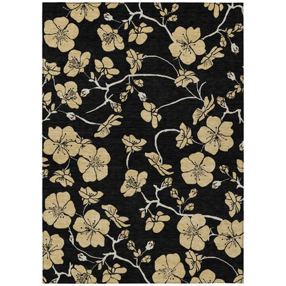 LOOMLAN Rugs Inoa Black Washable Indoor-Outdoor Rug