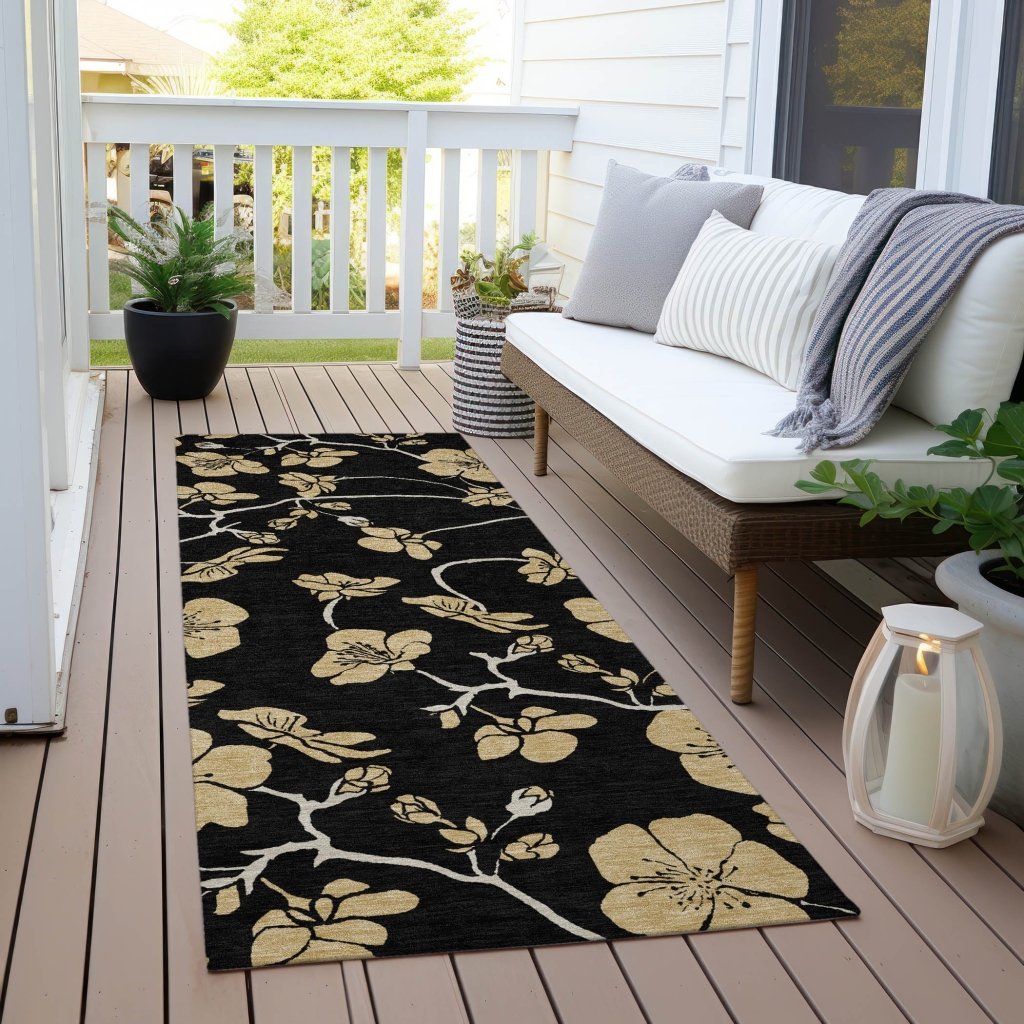 LOOMLAN Rugs Inoa Black Washable Indoor-Outdoor Rug