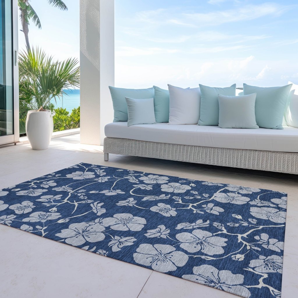 LOOMLAN Rugs Inoa Blue Washable Indoor-Outdoor Rug
