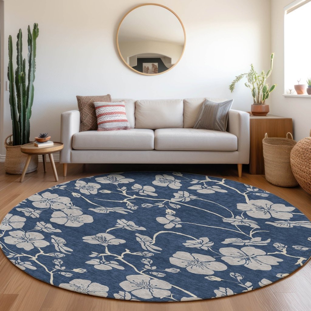 LOOMLAN Rugs Inoa Blue Washable Indoor-Outdoor Rug