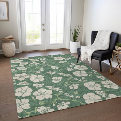 LOOMLAN Rugs Inoa Green Washable Indoor-Outdoor Rug