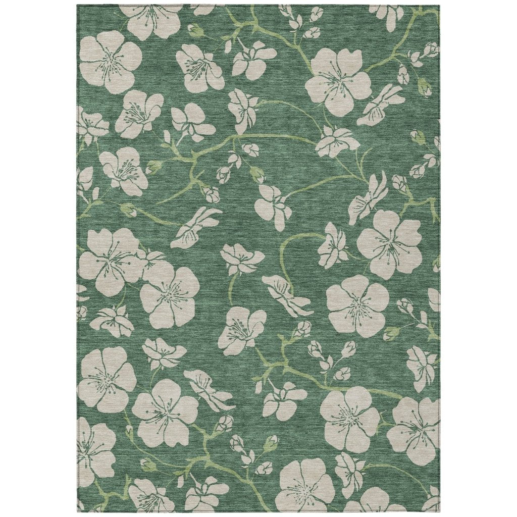 LOOMLAN Rugs Inoa Green Washable Indoor-Outdoor Rug
