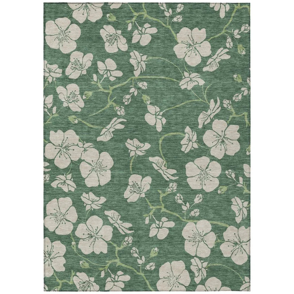 LOOMLAN Rugs Inoa Green Washable Indoor-Outdoor Rug