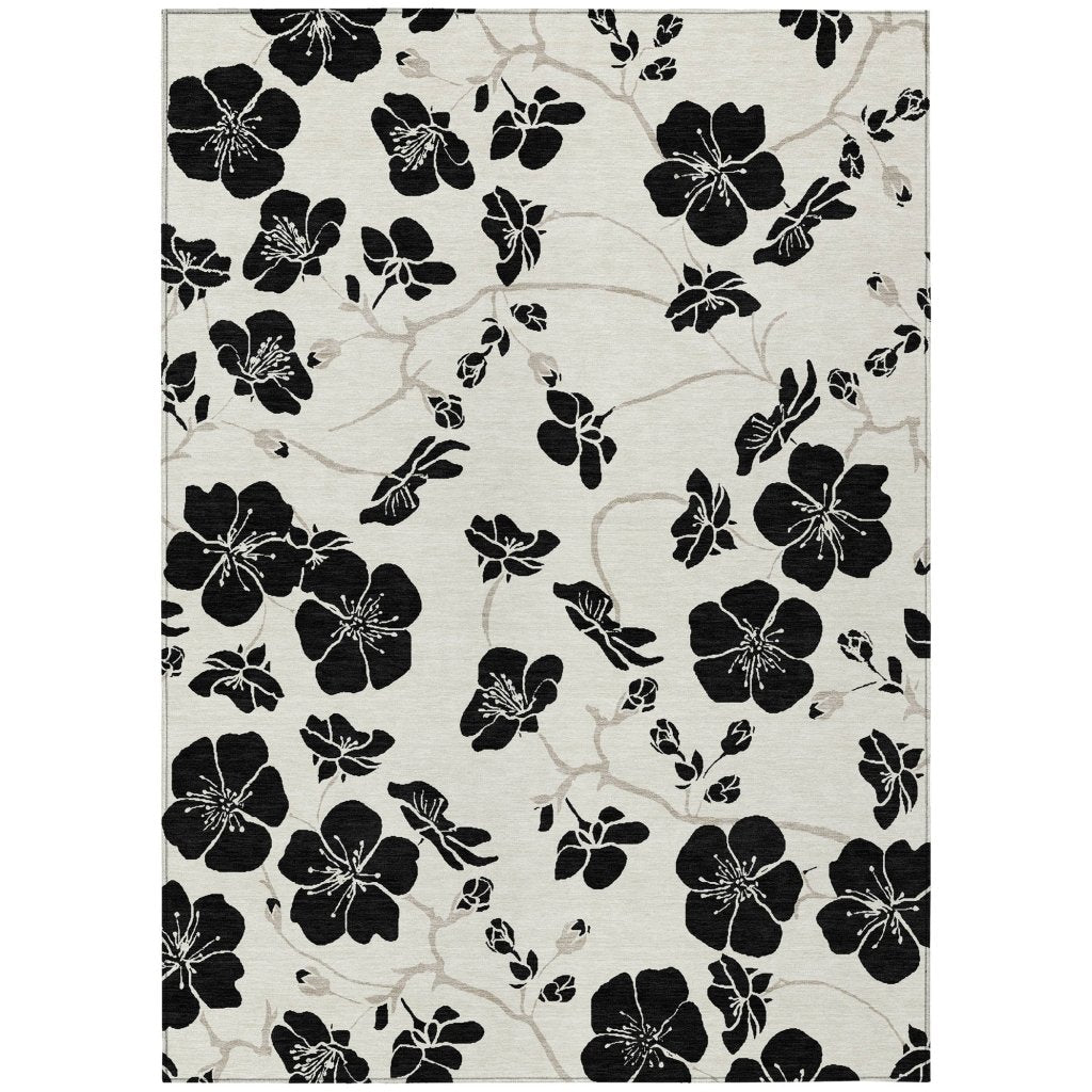 LOOMLAN Rugs Inoa Ivory Washable Indoor-Outdoor Rug