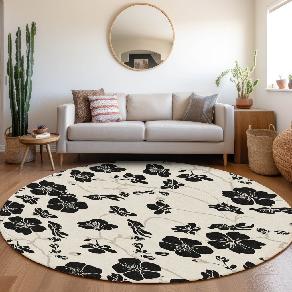 LOOMLAN Rugs Inoa Ivory Washable Indoor-Outdoor Rug