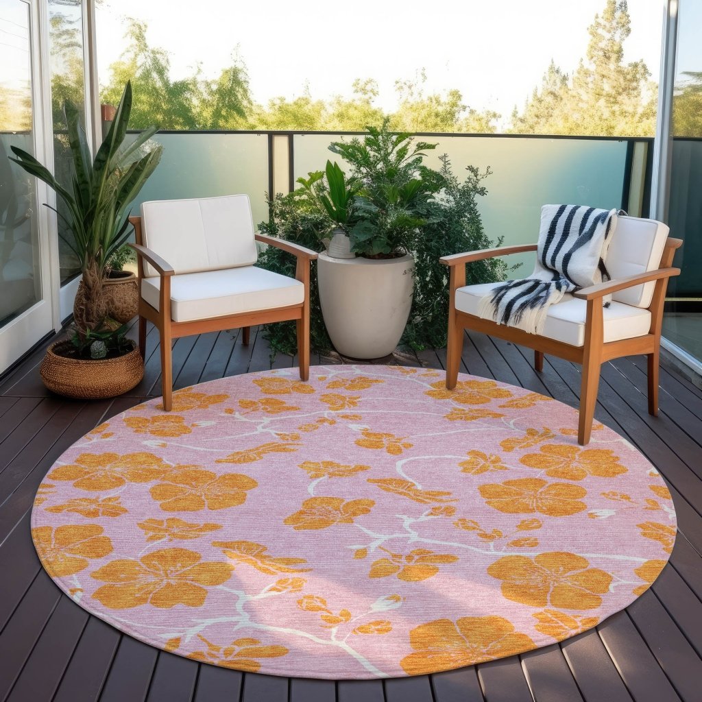 LOOMLAN Rugs Inoa Pink Washable Indoor-Outdoor Rug