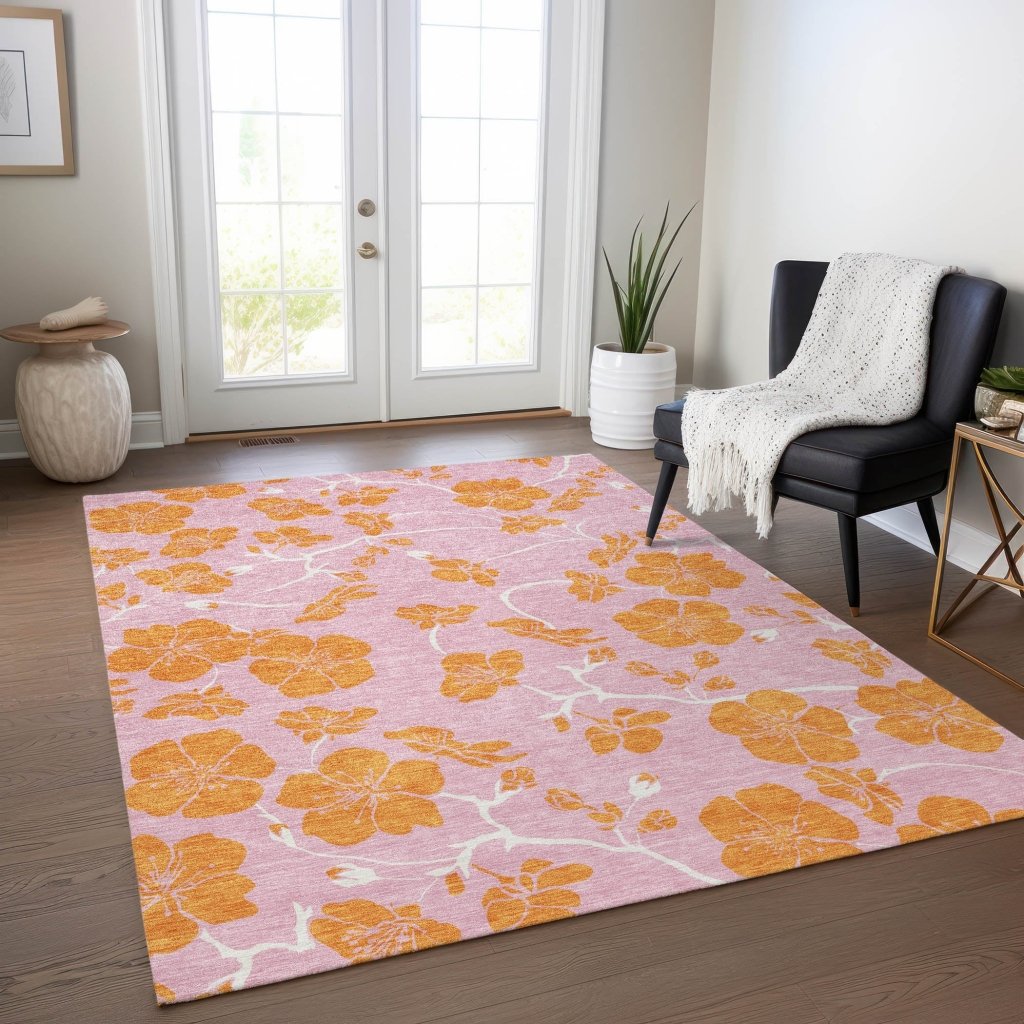 LOOMLAN Rugs Inoa Pink Washable Indoor-Outdoor Rug