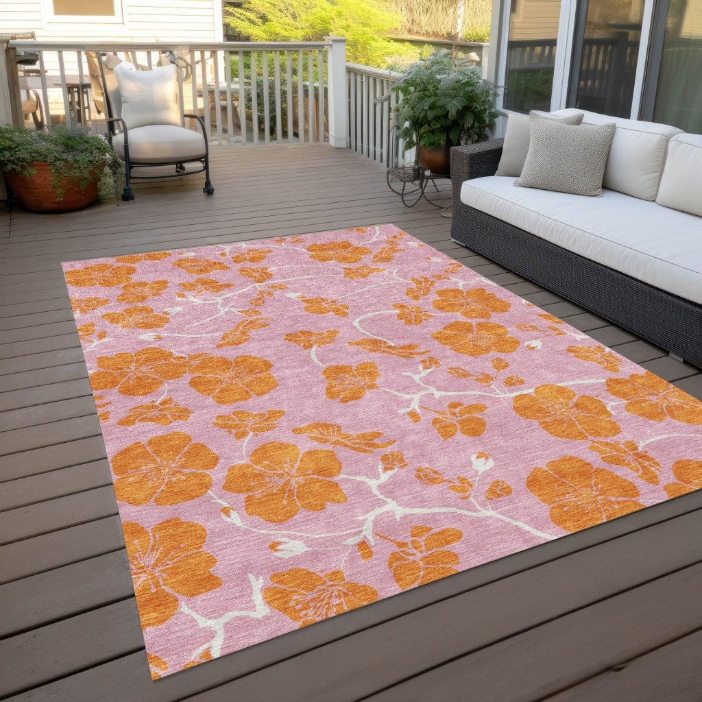 LOOMLAN Rugs Inoa Pink Washable Indoor-Outdoor Rug