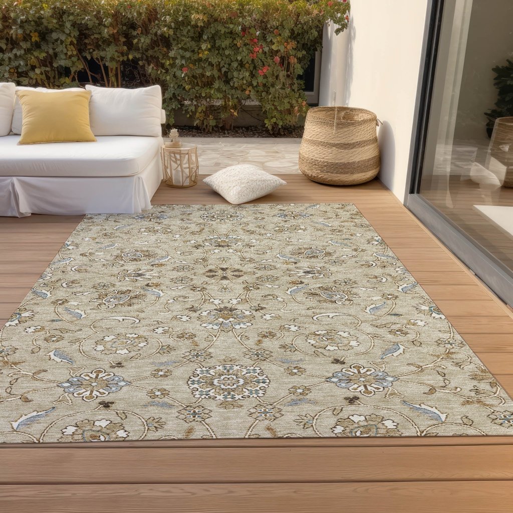 LOOMLAN Rugs Irene Beige Washable Indoor-Outdoor Rug
