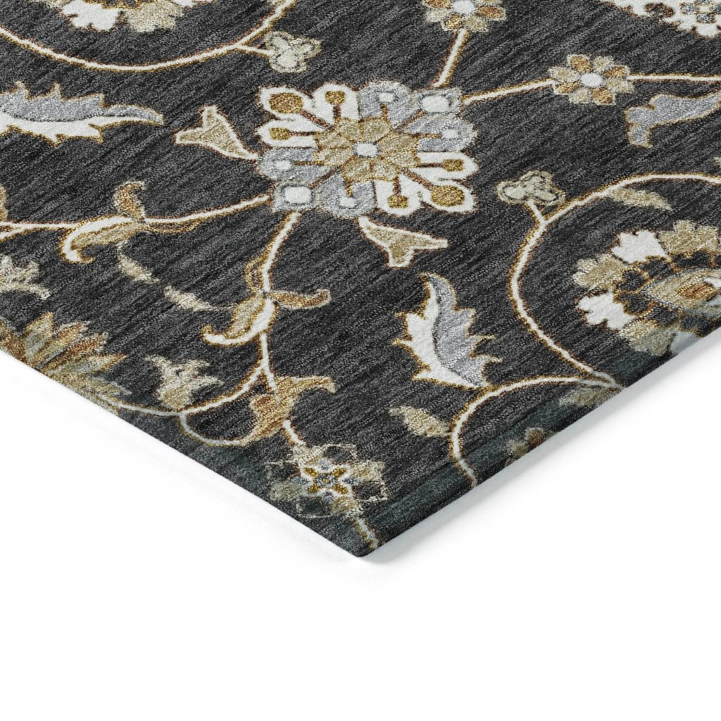 LOOMLAN Rugs Irene Black Washable Indoor-Outdoor Rug