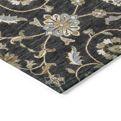 LOOMLAN Rugs Irene Black Washable Indoor-Outdoor Rug