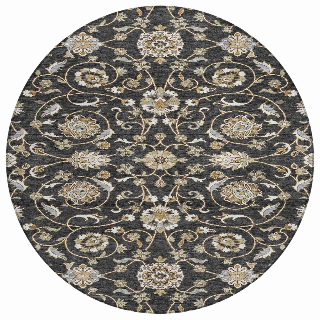 LOOMLAN Rugs Irene Black Washable Indoor-Outdoor Rug