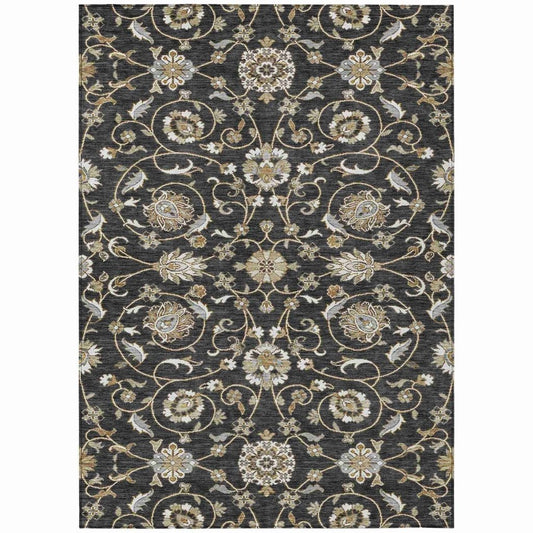 LOOMLAN Rugs Irene Black Washable Indoor-Outdoor Rug