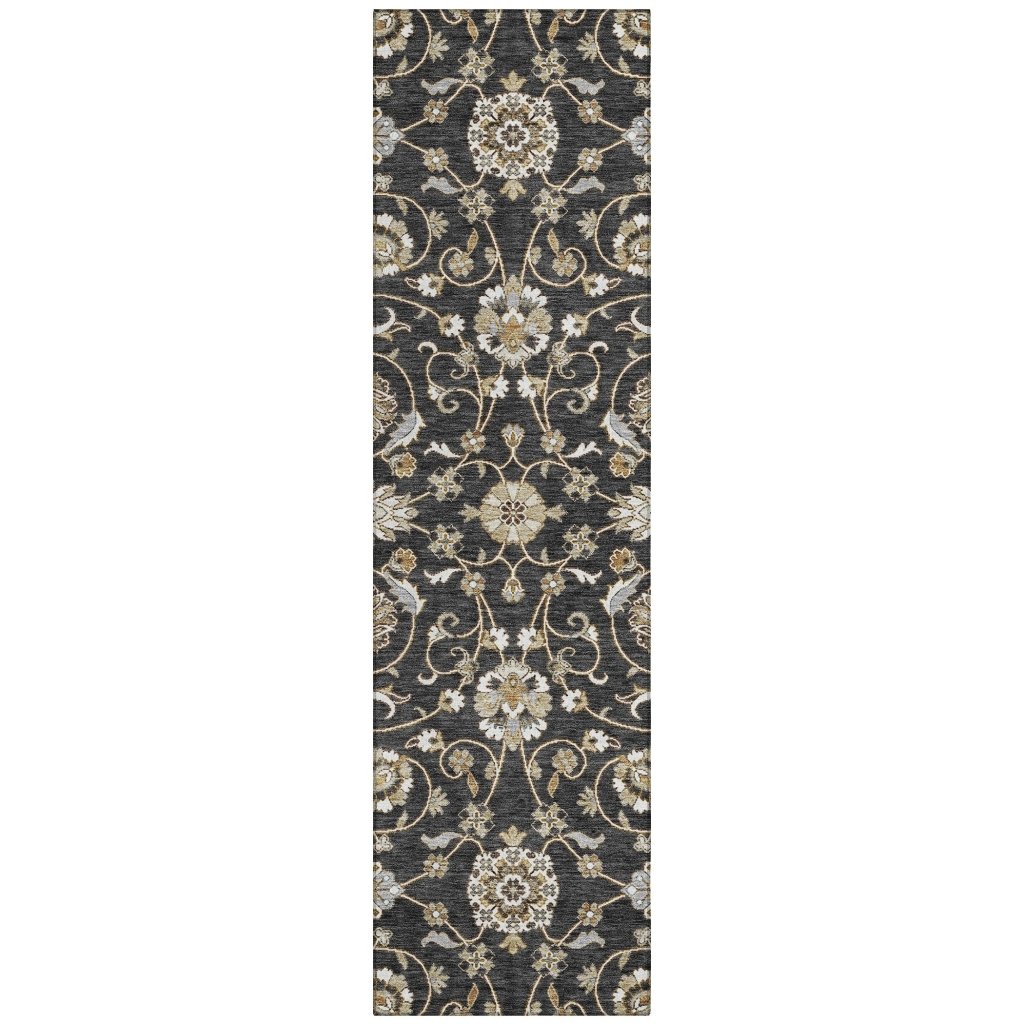 LOOMLAN Rugs Irene Black Washable Indoor-Outdoor Rug