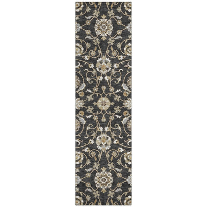 LOOMLAN Rugs Irene Black Washable Indoor-Outdoor Rug