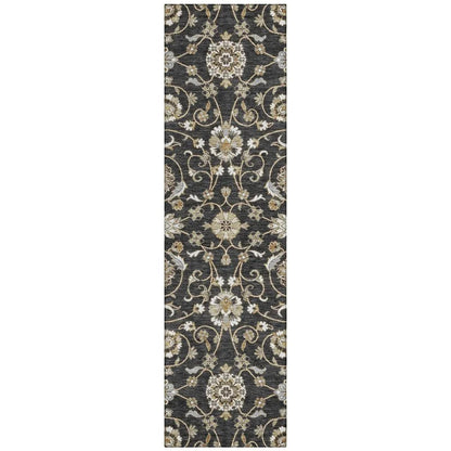 LOOMLAN Rugs Irene Black Washable Indoor-Outdoor Rug