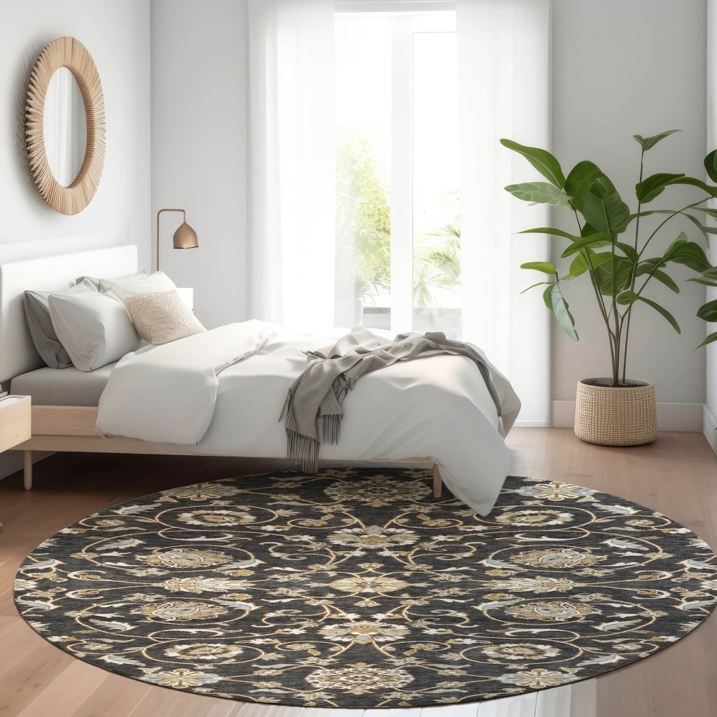 LOOMLAN Rugs Irene Black Washable Indoor-Outdoor Rug