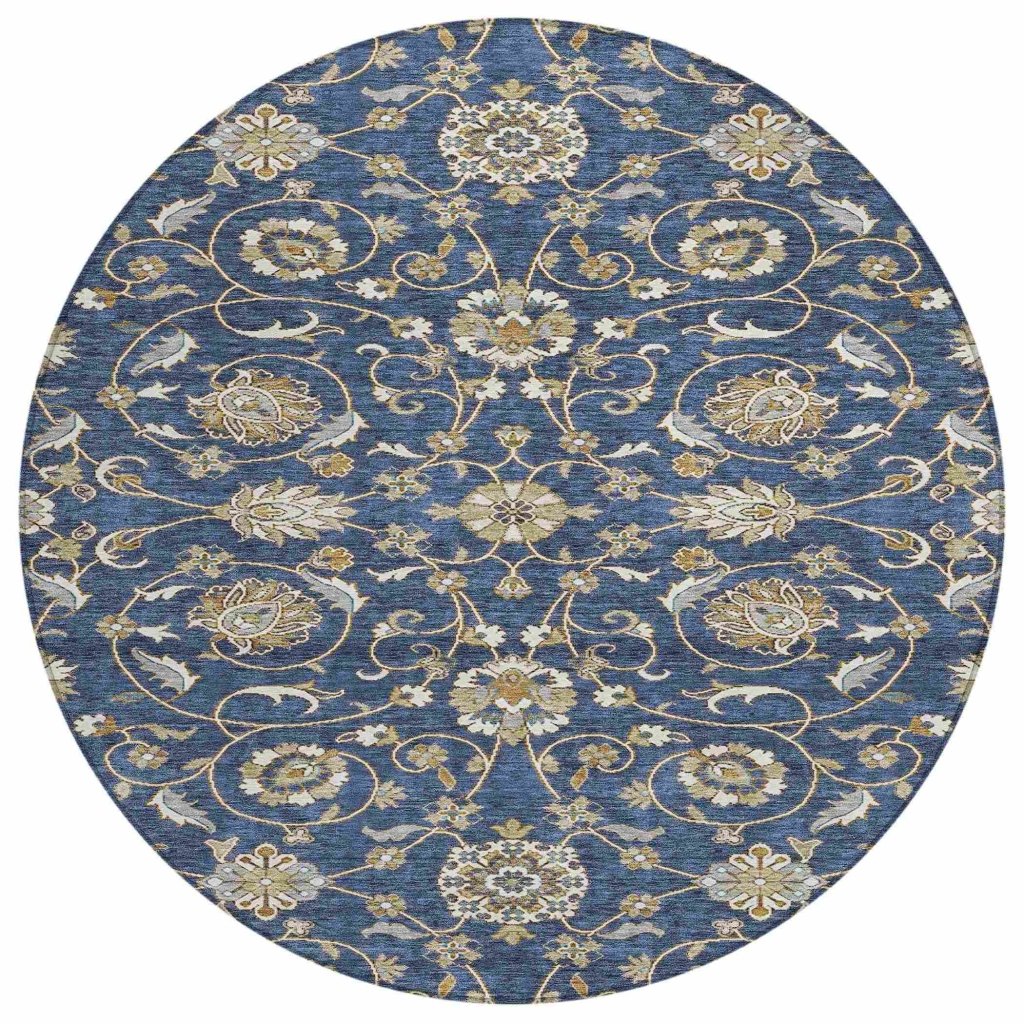 LOOMLAN Rugs Irene Blue Washable Indoor-Outdoor Rug