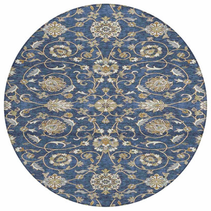 LOOMLAN Rugs Irene Blue Washable Indoor-Outdoor Rug