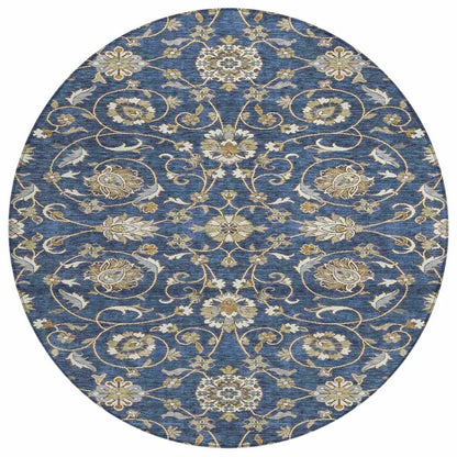 LOOMLAN Rugs Irene Blue Washable Indoor-Outdoor Rug