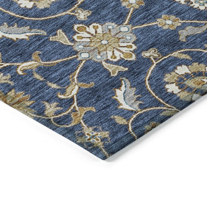 LOOMLAN Rugs Irene Blue Washable Indoor-Outdoor Rug