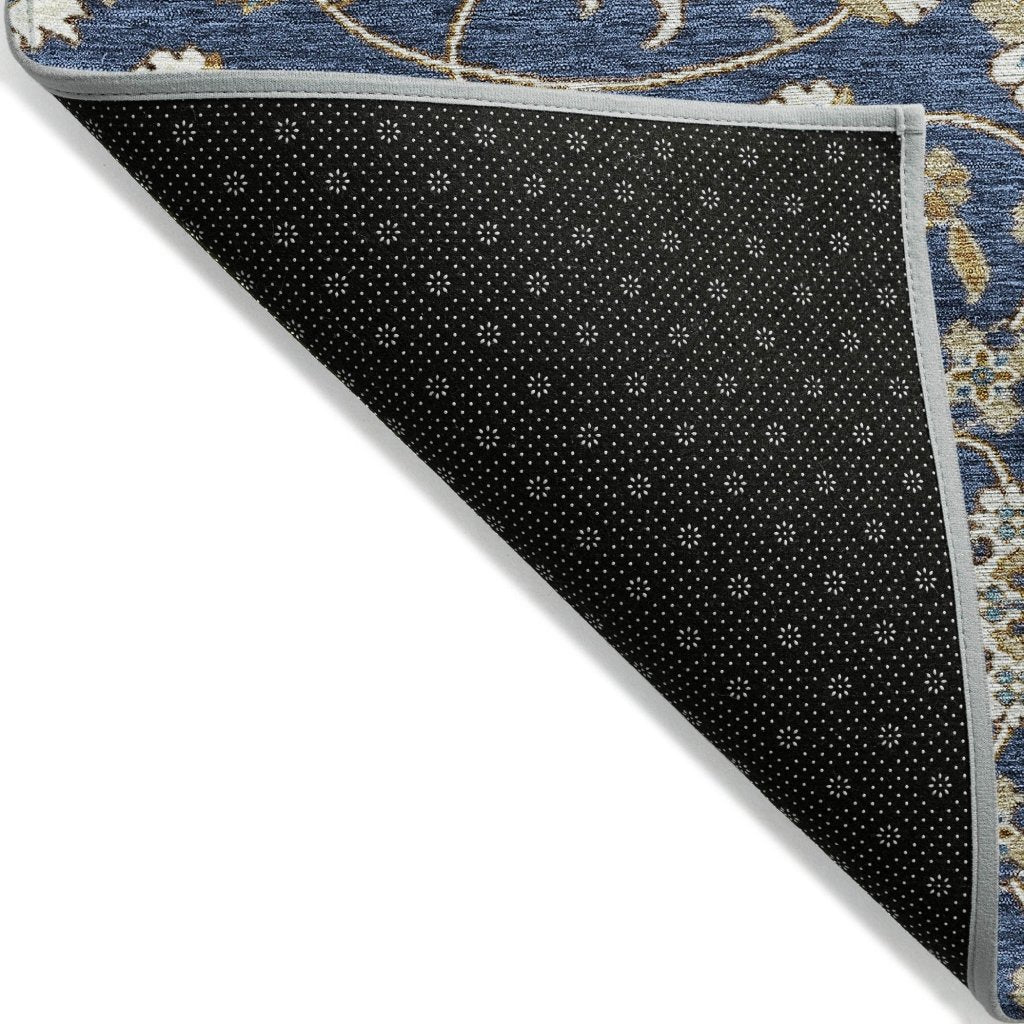 LOOMLAN Rugs Irene Blue Washable Indoor-Outdoor Rug
