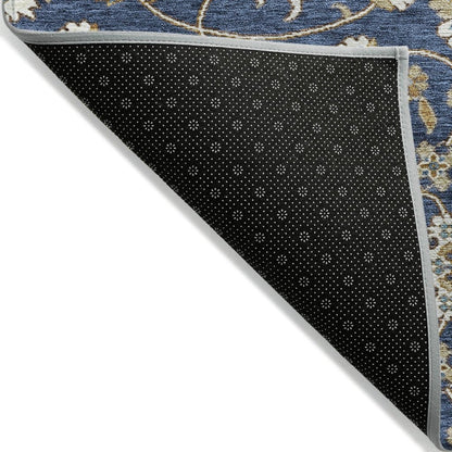 LOOMLAN Rugs Irene Blue Washable Indoor-Outdoor Rug