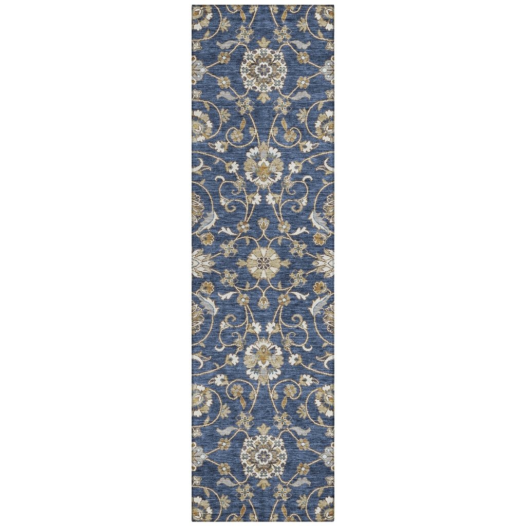 LOOMLAN Rugs Irene Blue Washable Indoor-Outdoor Rug