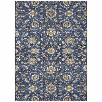 LOOMLAN Rugs Irene Blue Washable Indoor-Outdoor Rug