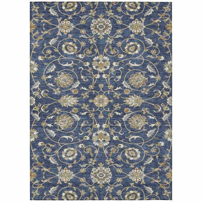 LOOMLAN Rugs Irene Blue Washable Indoor-Outdoor Rug