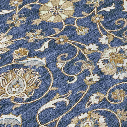 LOOMLAN Rugs Irene Blue Washable Indoor-Outdoor Rug