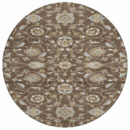LOOMLAN Rugs Irene Brown Washable Indoor-Outdoor Rug