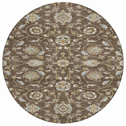 LOOMLAN Rugs Irene Brown Washable Indoor-Outdoor Rug
