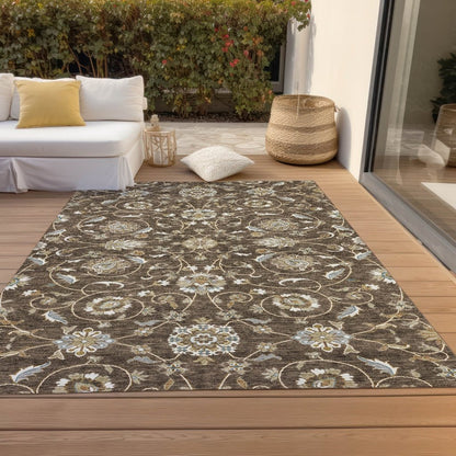 LOOMLAN Rugs Irene Brown Washable Indoor-Outdoor Rug