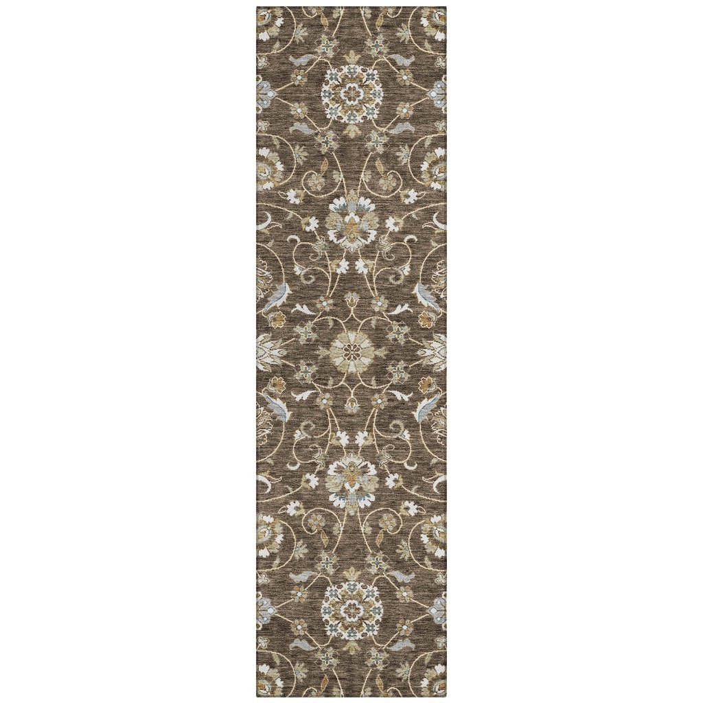 LOOMLAN Rugs Irene Brown Washable Indoor-Outdoor Rug
