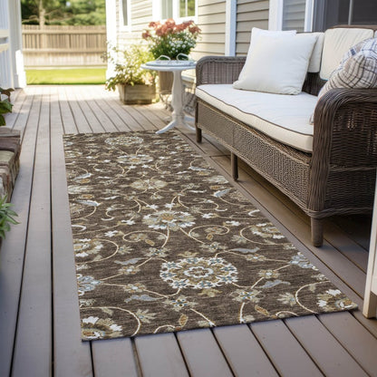 LOOMLAN Rugs Irene Brown Washable Indoor-Outdoor Rug