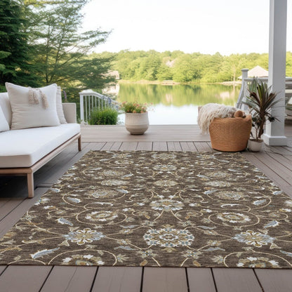 LOOMLAN Rugs Irene Brown Washable Indoor-Outdoor Rug