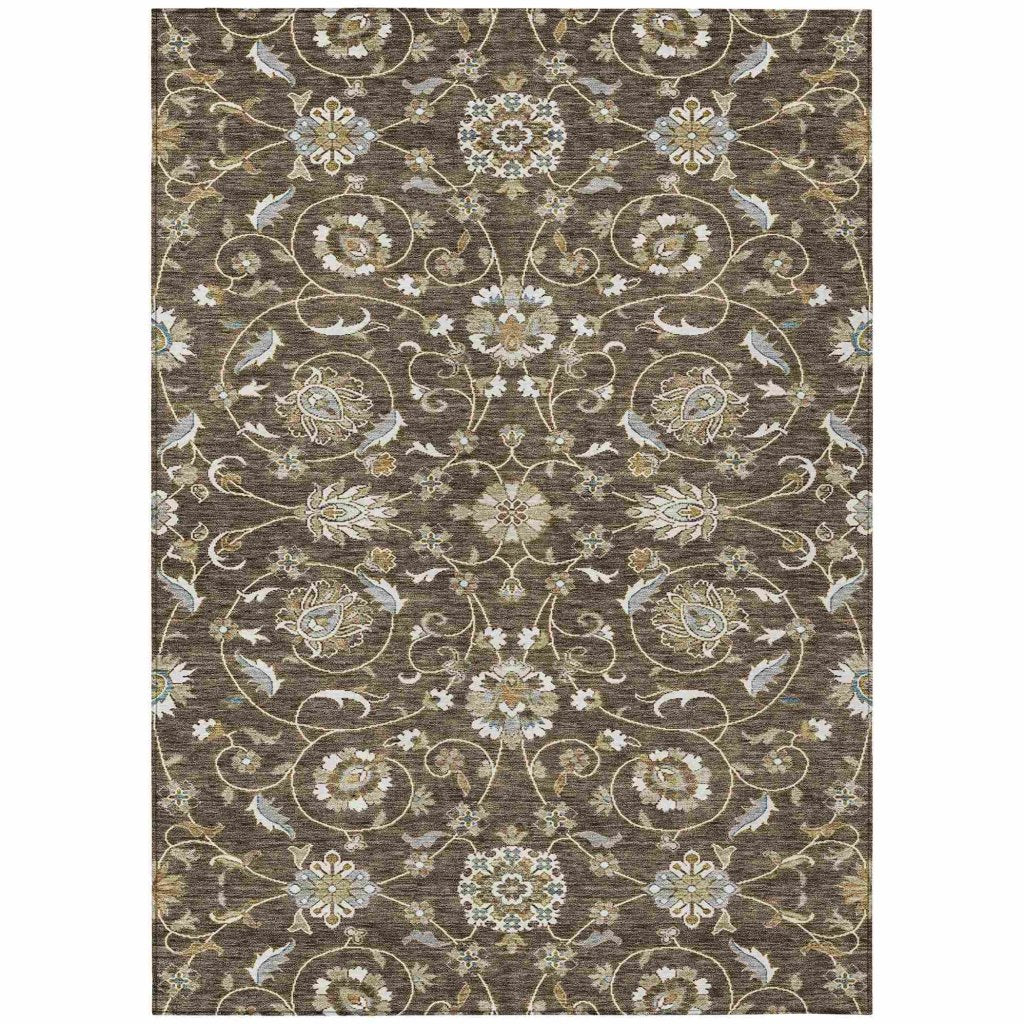 LOOMLAN Rugs Irene Brown Washable Indoor-Outdoor Rug