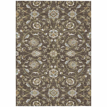 LOOMLAN Rugs Irene Brown Washable Indoor-Outdoor Rug