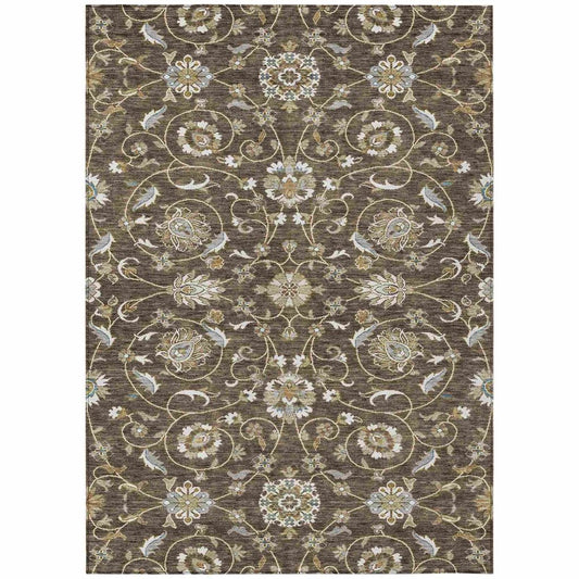 LOOMLAN Rugs Irene Brown Washable Indoor-Outdoor Rug