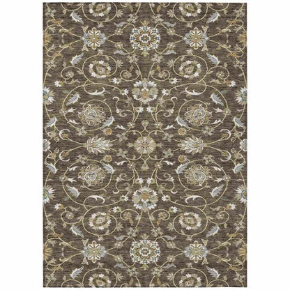 LOOMLAN Rugs Irene Brown Washable Indoor-Outdoor Rug