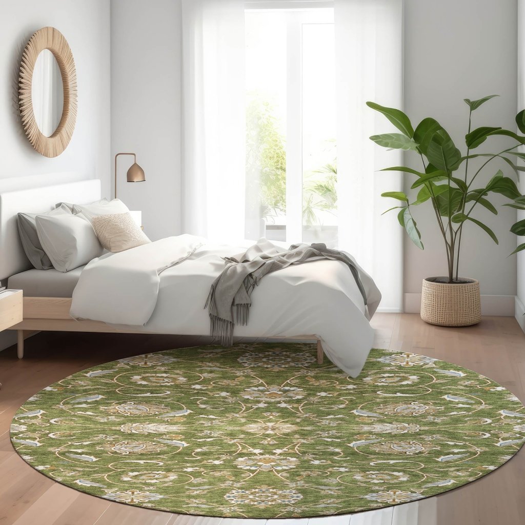 LOOMLAN Rugs Irene Green Washable Indoor-Outdoor Rug