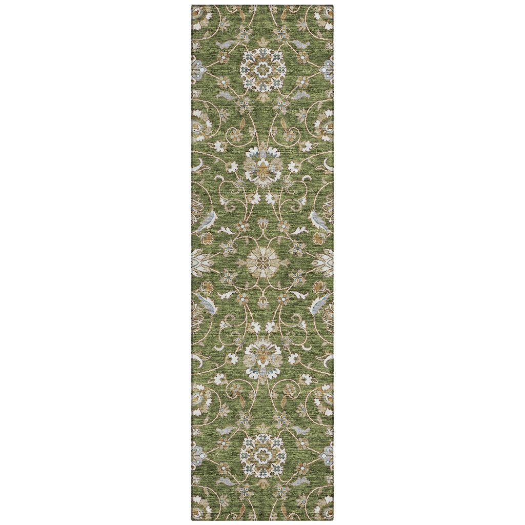 LOOMLAN Rugs Irene Green Washable Indoor-Outdoor Rug
