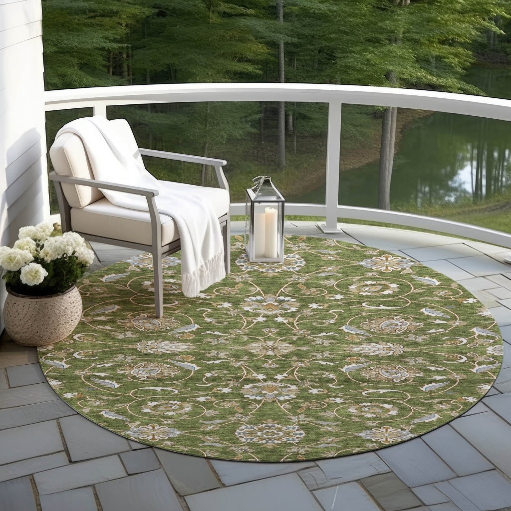 LOOMLAN Rugs Irene Green Washable Indoor-Outdoor Rug