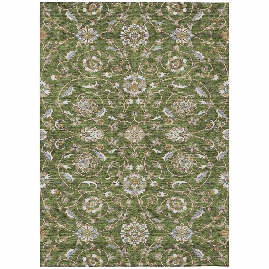 LOOMLAN Rugs Irene Green Washable Indoor-Outdoor Rug