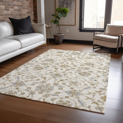 LOOMLAN Rugs Irene Ivory Washable Indoor-Outdoor Rug