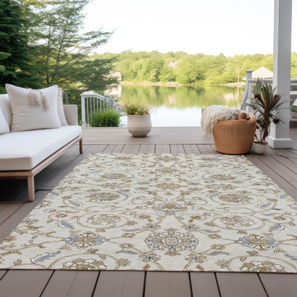 LOOMLAN Rugs Irene Ivory Washable Indoor-Outdoor Rug