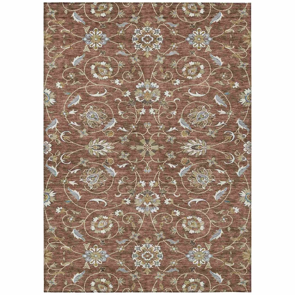 LOOMLAN Rugs Irene Orange Washable Indoor-Outdoor Rug